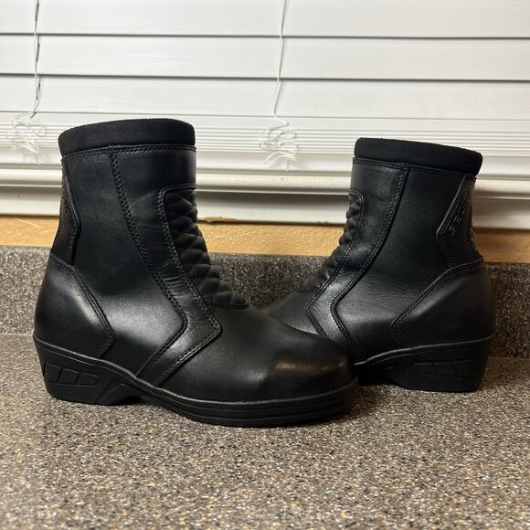 Sedici Street Riding Motorcycle Black Leather Mid Calf Boot Zip/Snap Womens Sz 6 - Picture 4 of 12